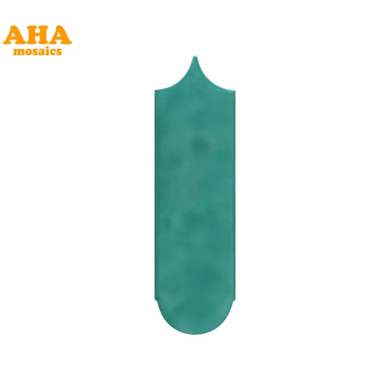 Hot Sale Handmade Green Feather Design Ceramic Wall Tiles for Kitchen Backsplashes