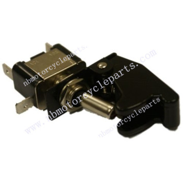 12V BLACK ON/OFF TOGGLE SWITCH WITH AIRCRAFT COVER & BUILT IN RED LED