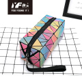 Geometric design changable color PU Cosmetic bag