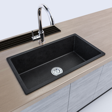 Customized Size Composite Quartz Stone Black Kitchen Sinks