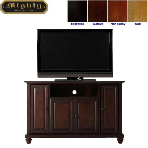 48 inch Dark Walnut Wood Raised Doors TV Cabinet TV Stand Wood