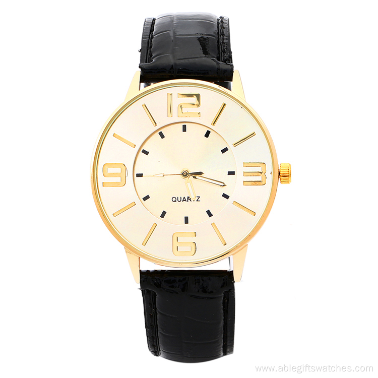 Double Mirror Rose Gold Dail Leather Watch Fashion