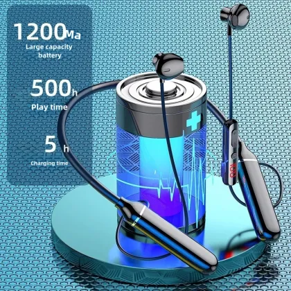 Type-C Charging Magnetic MP3 Wireless Stereo Sports Neckband K-Song Headphone with LED Display