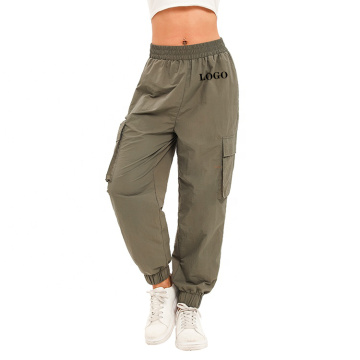 Pantalon de cargaison de cargaison décontracté vert de l&#39;armée féminine