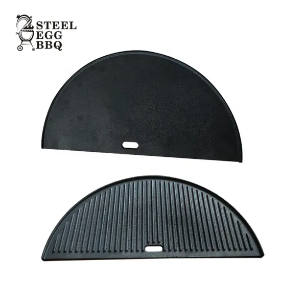 STEEL EGG BBQ Charcoal Ceramic Kamado BBQ Grill Accessory, Cast Iron Plate Half Griddle and Half Grill,  Half Moon Griddle