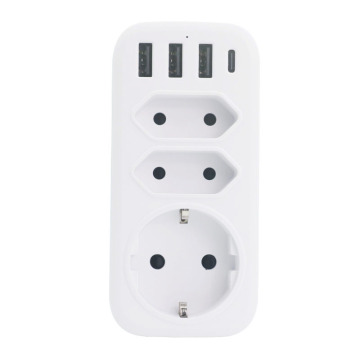Alemania Cube Power Strip - Sembla de extensión multifuncional con 3 salidas de enchufe y 4 puertos USB
