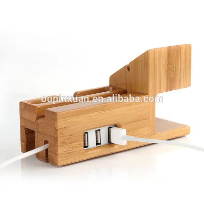 Watch Stand Phone Holder Stand Natural Bamboo Wood Charger Charging Dock Station Holder Stand bamboo cell phone stand