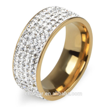 Whosale brand new 5 rows AAA crystal 316L stainless steel rings for wedding size 6/7/8/9/10