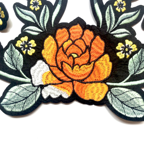 Orange Applique 3d Embroidery Flowers Patches