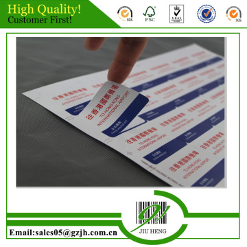 Waterproof transparent self-adhesive printed sticker label
