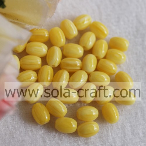 6 * 8MM en gros de perles de résine ovales de couleur jaune