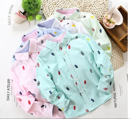 Boys' cotton oxford bat print shirt