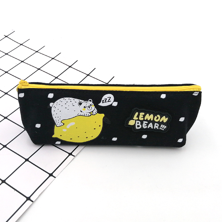 Lemon bear style canvas pencil case