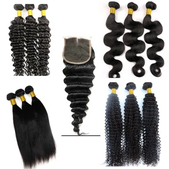 Wholesale Unprocessed Brazilian Human Hair Deep Wave Straight Virgin Hair Bundles With Closure