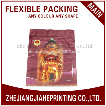 coffee bean four side seal stand up printed bag with vale