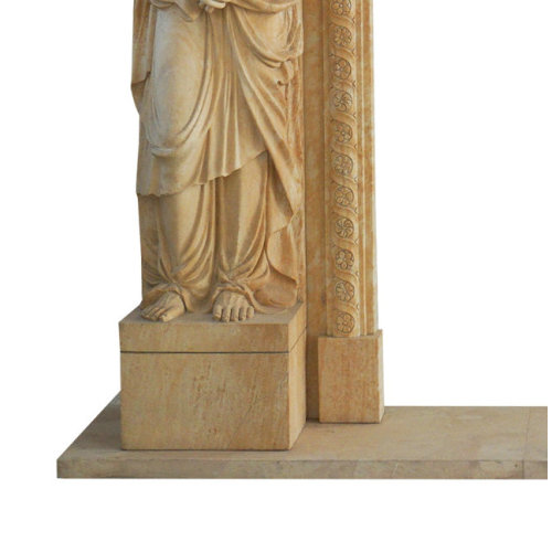 Hand Carved Marble Mantel Ornate Statues Reliefs Artistry