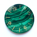 Quadrante di orologio gemma di gemma di pavone verde