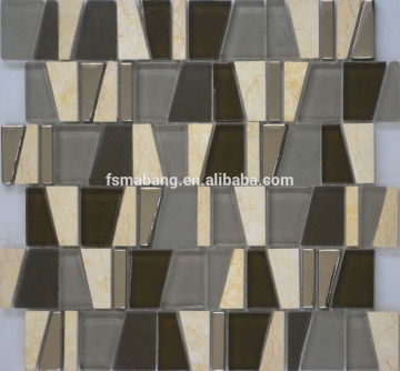 MBP8002 high quality irregular shape metal mixed stone glass Mosaic for floor tile