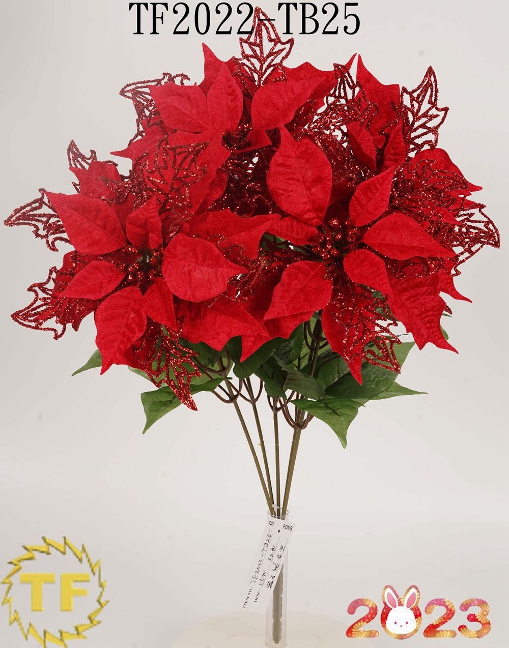 22 "Red Velvet Glitter Spiked Bush