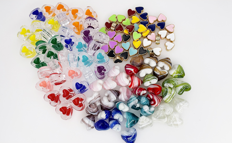 Heart metal beads kit for jewelry making