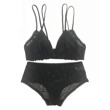 Conjunto de bralette de renda com fecho frontal sem fio