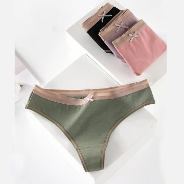 Solid Color Moisture Wicking Cotton T-back Underwear for Women