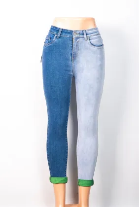 Custom Contrast Shades of Denim Pencil Pants