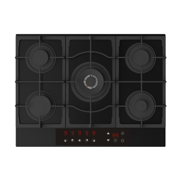 5 Burner Gas Cooker: Family Kitchen & Restaurant Built-In Stove with Tempered Glass Hob