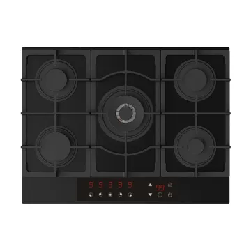 5 Burner Gas Cooker: Family Kitchen & Restaurant Built-In Stove with Tempered Glass Hob