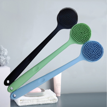 Sikat scrubber body silikon panas - pegangan panjang sikat mandi silikon lembut untuk kulit bersih