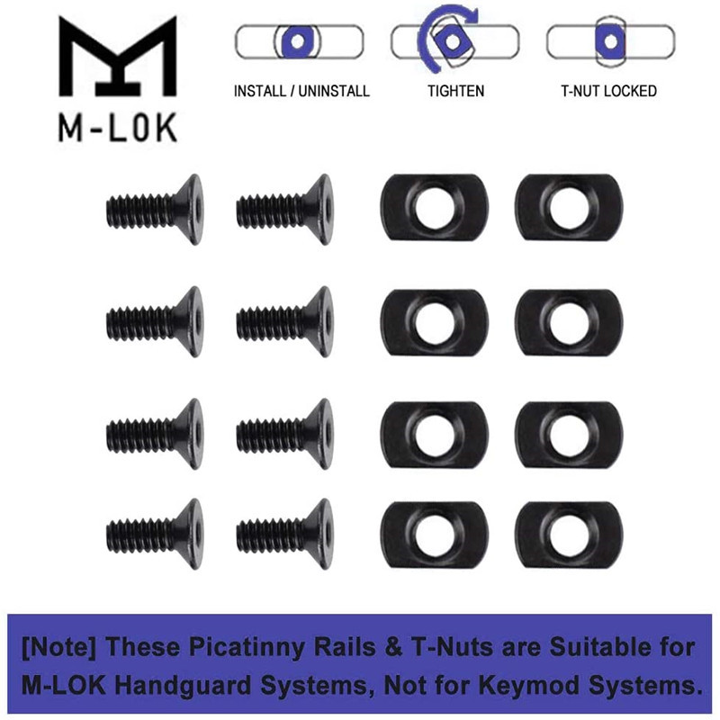 M-lok Picatinny Rail Tactical 20mm Rifle Scope Mount Aluminum Rails Section Adapter 3 5 7 13 Suit Slots Mlok Side Rail System