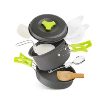 Outdoor Lightweight Aluminum Portable Cookware Set Fry Pan Pot
