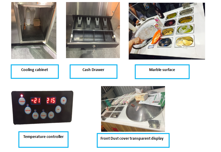 Hand stirring instant ice cream rolls machine