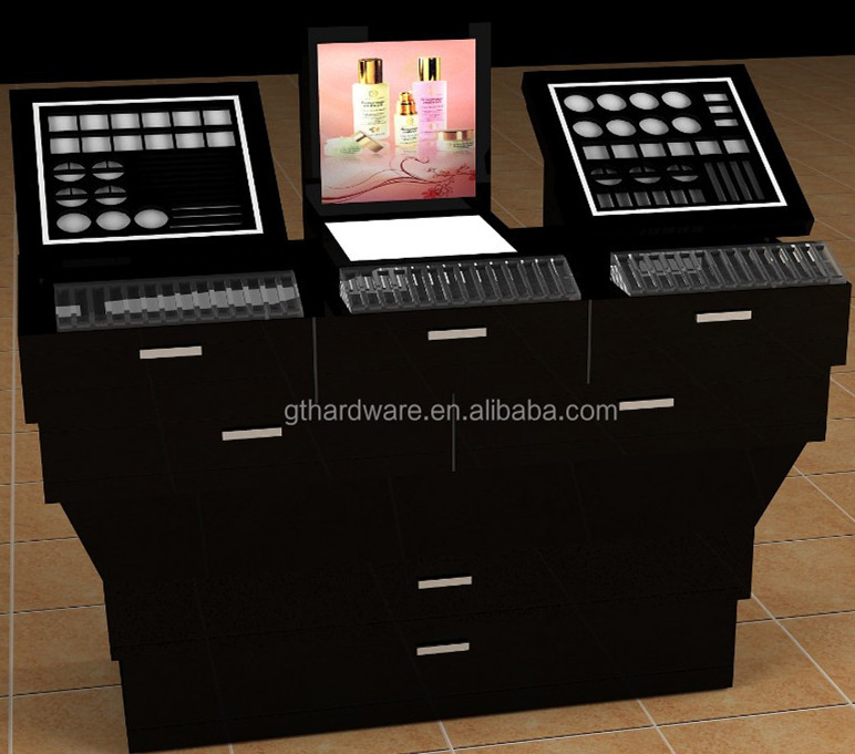 Multimaterial Counter Makeup Luxury Display Stand With LED