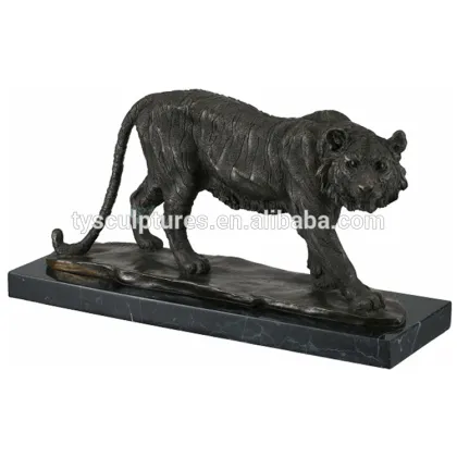 Garden decoration life size black bronze brass tiger