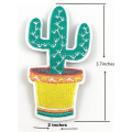 Embroidered cactus succulent plant hot cloth paste fashion