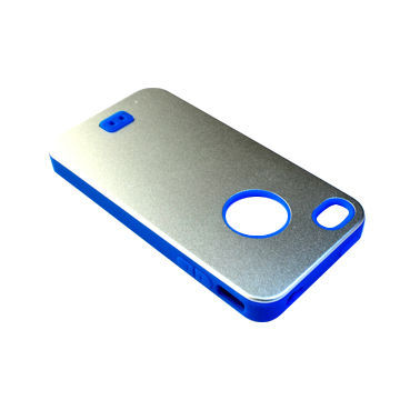 Silicone Case for iPhone 4/4S, with Silver Aluminum Cover