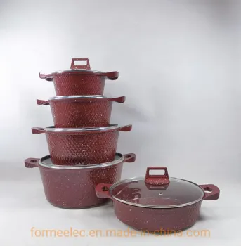Die-Cast Aluminum Alloy Cookware Set 10 Pieces Casserole Set Marble Granite Casserole