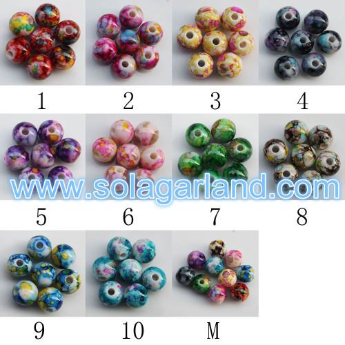 12MM 14MM Plastic Round Loose Spacer Painted Chunky Beads