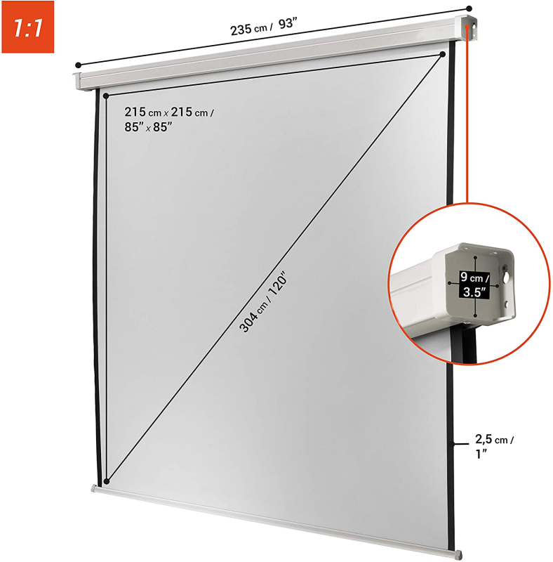 1:1 matte white cheaper cost motorized projection screen