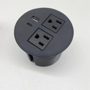 80mm Desk Grommet with 2 US Plugs and 2 USB-A+C 20W Charging Ports