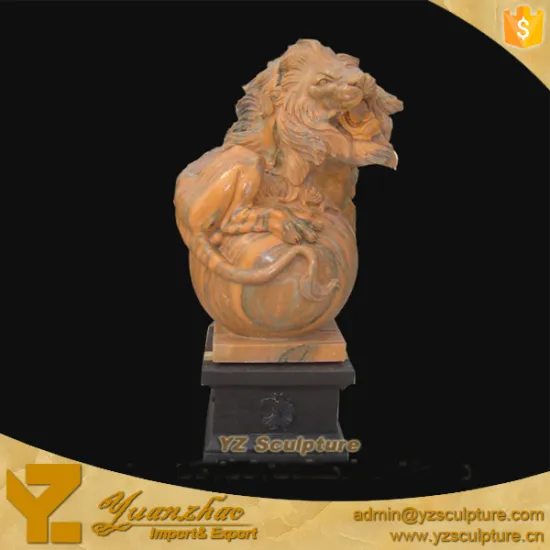 Outdoor antique small Sunset Red Stone Lion Statue