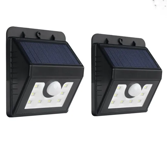 Solar outdoor lighting 8led can do customized logo with Three Intelligent Modes