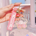 Cherry Blossoms Rabbit Liquid Keychain Glitter Floating