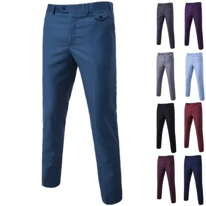 S-5XL British Style Fashion Slim Fit Men's Suit Pants Trousers