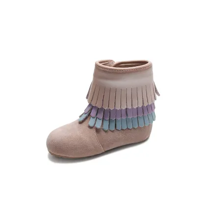 Tassel Leather Children Ankle Boots