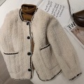 Beige lambwool jacka kvinna