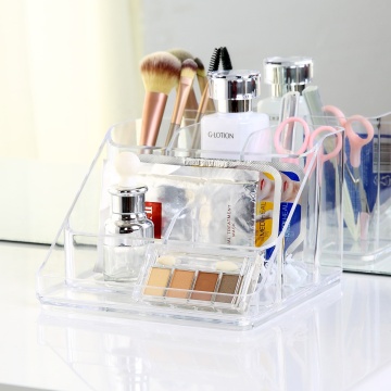 Organisateur de maquillage en plastique empilable: PS commode commode carré Cosmetics à lèvres à lèvres Brosses de rangement en vernis à ongles