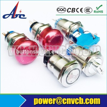 Mini waterproof LED metal 19mm emergency switch / push button lockout