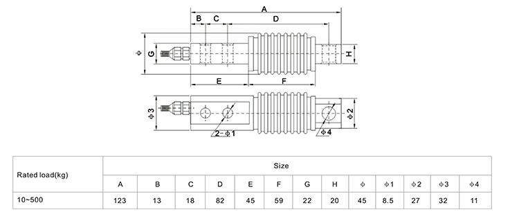 GSB211 beam load cell drawing